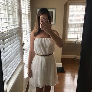 White sun dress with flower detail